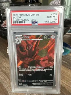 Pokemon 2023 Scizor 205/197 Illustration Rare Obsidian Flames GEM MINT PSA 10 - Image 1