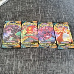 Pokemon Sword & Shield Darkness ablaze booster pack x4 - complete Pack Art set 820650807121 - Image 1