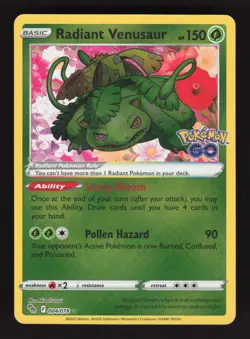 Radiant Venusaur 004/078 Pokemon Go Holo Card - Image 1