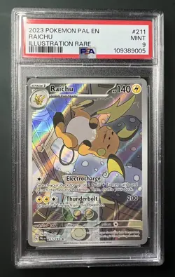 Pokemon Sv02: Paldea Evolved Raichu Holo Illustration Card 211/193 PSA 9 Mint - Image 1