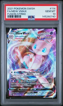 2021 POKEMON SWORD & SHIELD FUSION STRIKE #114 FULL ART/MEW VMAX PSA 10 💎 - Image 1