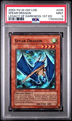 2002 Yu-Gi-Oh! Spear Dragon Legacy of Darkness LOD 1st Edition Super Rare PSA 9 - Image 1