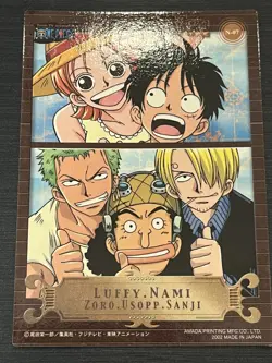 ONE PIECE Carddass Masters BANDAI 2002 N-07 Gold Rare Nami Luffy Zoro Sanji - Image 2