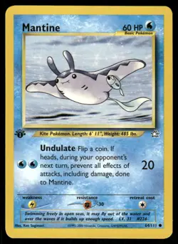 Pokemon Cards Mantine 64/111 1ST EDITION Neo Genesis WOTC Common NM *2 - Image 1