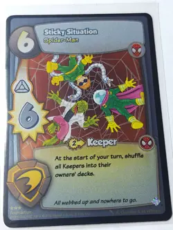 2012 UPPER DECK MARVEL SUPER HERO SQUAD TCG SPIDER-MAN FOIL CARD STICKYY SITUATI - Image 1