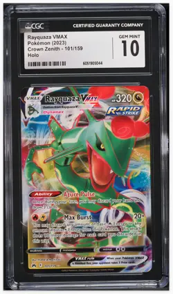 2023 😺 Pokemon Rayquaza VMAX #101/159 Crown Zenith Pokemon Holo CGC-10 - Image 1