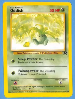 Oddish 63/82 1st Edition Non Holo Team Rocket Pokemon Nintendo GAMEFREAK Lp - Image 1