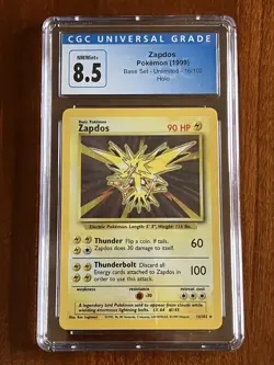 Zapdos 16/102 Holo Base Set Unlimited CGC 8.5 NM/MINT+ Pokemon Vintage - Image 1
