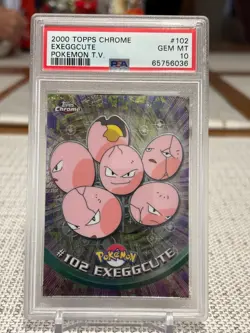 2000 Topps Pokemon Chrome #102 Exeggcute (TV Animation Series) PSA 10 (New Slab) - Image 1
