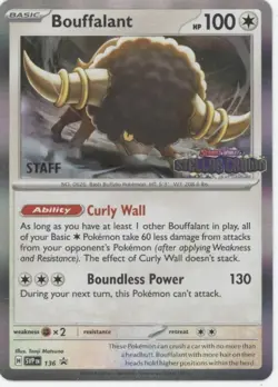 Bouffalant Pokemon Stellar Crown Staff Promo #136 - Image 1