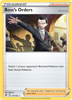 Boss's Orders 154/192 R Rebel Clash Pokemon NM/M - Image 1