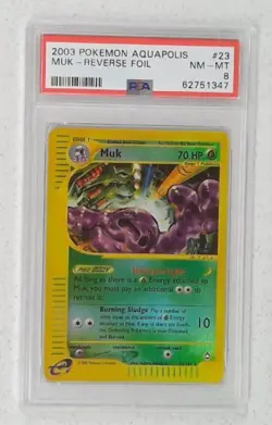 1x V0290: 2003: Muk: 23/147: Aquapolis: Reverse Holo Rare: PSA: 8: NM-MT: 62751 - Image 1