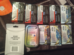 Pokemon SEALED LOT paldean fates tin, lost thunder 3 card blister, + 8 packs - Image 2