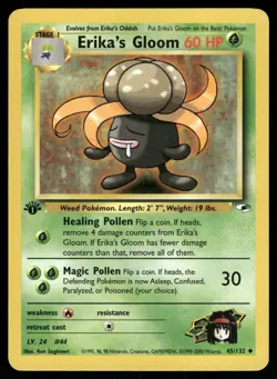 Erika's Gloom 45/132 Uncommon Gym Heroes Pokemon 1st Edition Lightly Played - Image 1
