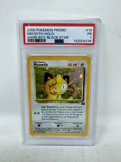 2000 Pokemon Promo Meowth Holo Game Boy Black Star #10 PSA 1 Low POP - Image 1