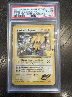 2021 POKEMON CELEBRATIONS CLASSIC COLL #15 ROCKET'S ZAPDOS HOLO PSA 10 - Image 1