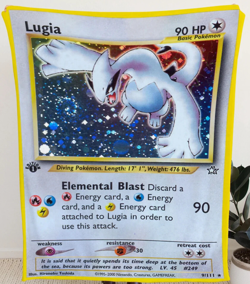 READ 2000 Pokemon Lugia Holo Neo Genesis BLANKET 50x60 Limited Edition - Image 1