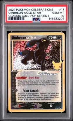 PSA 10 UMBREON 17/17 GOLD STAR CELEBRATIONS CLASSIC COLLECTION POKEMON ✨ - Image 1