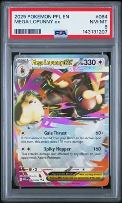 2025 POKEMON PFL EN-PHANTASMAL FLAMES #084 MEGA LOPUNNY EX PSA 8 - Image 1