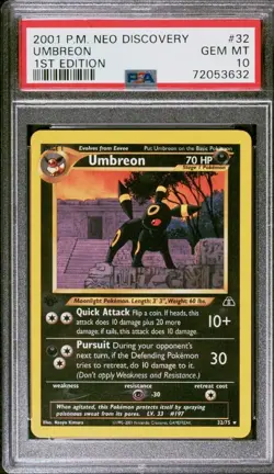 Pokemon TCG Umbreon & Espeon 1st Edition Non Holo With Umbreon VMax PSA 10 - Image 1