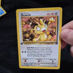 Pokemon Team Rocket's Meowth 62/82 First Edition LP - Image 1