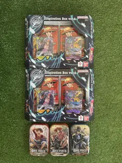 One Piece Lot OP-13 Carrying On His Will Tins Set + 2 Vol. 6 Illustration Boxes - Image 1