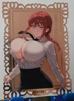 Makima Double Sided Limited Gold Metal Card MXR Goddess Story Waifu #71/100 - Image 3
