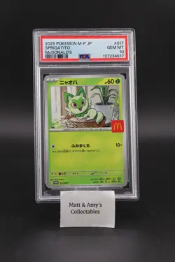 2025 POKEMON JAPANESE M-P PROMO MCDONALD'S #017 SPRIGATITO PSA 10 - Image 1