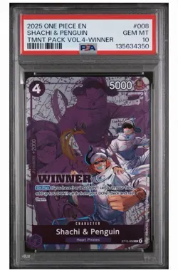 One Piece TCG Shachi & Penguin ST10-008 Winner Pack 2025 Vol. 4 PSA 10 - Image 1