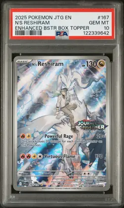 PSA 10 N'S RESHIRAM 167 JOURNEY TOGETHER STAMPED ENHANCED TOPPER POKEMON - Image 1