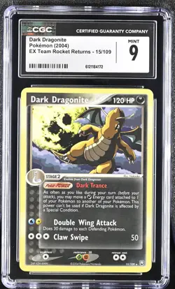 CGC 9 MINT Dark Dragonite 2004 EX Team Rocket Returns 15/109 Pokemon Card - Image 1