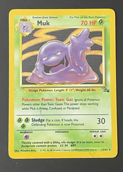 Muk Fossil 13/62 Holo Rare LP Vintage WOTC Pokemon Card - Image 1