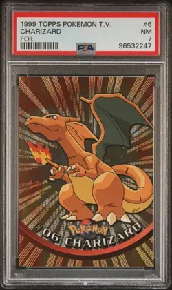 Topps 1999 Pokemon T.V. Charizard #6 Foil PSA 7 Fire Dragon Card - Image 1