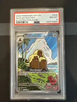 2024 POKEMON SURGING SPARKS ILLUSTRATION RARE ALOLAN DUGTRIO #208 PSA 8 Card - Image 1