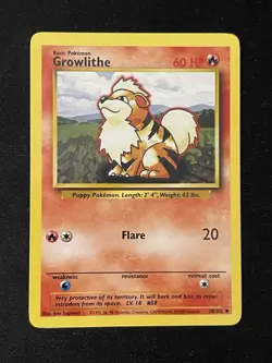 Growlithe Base Set - LP/NM - Vintage WOTC Pokemon Card - Image 1