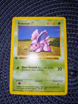 Pokemon Card - Nidoran M Base Set (Shadowless) 55/102 Common 1st Edition - Image 1