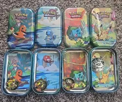 Pokemon Kanto Friends Mini Tins GEN 1 (Charmander, Squirtle, Pikachu) Open - Image 1