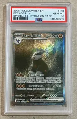 2025 POKEMON BLK EN-BLACK BOLT SPECIAL ILLUSTRATION RARE EXCADRILL EX 168 PSA 10 - Image 1