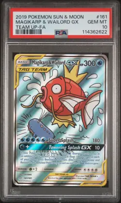 2019 POKEMON SUN & MOON TEAM UP #161 FULL ART/MAGIKARP & WAILORD GX PSA 10 - Image 1