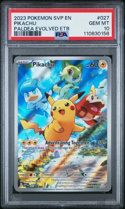 2023 POKEMON SVP EN-SV BLACK STAR PROMO #027 PIKACHU PSA 10 - Image 1