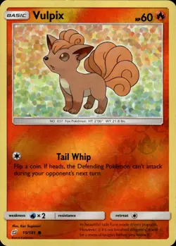 Pokemon TCG Reverse Holo Vulpix SM - Team Up 15/181 - Image 1
