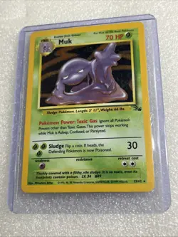Pokemon TCG Muk Fossil 13/62 Holo Unlimited Holo Rare LP Vintage 1999 🔥 - Image 1