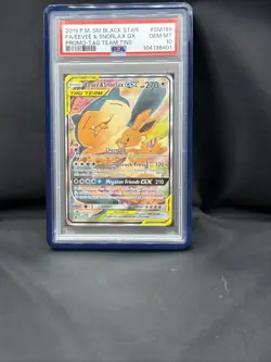 PSA 10 Eevee & Snorlax GX Full Art 2019 Pokemon Black Star Promo Tag Team Tins - Image 1