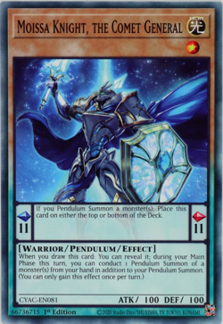 YuGiOh Moissa Knight, the Comet General CYAC-EN081 Common 1st Edition - Image 1