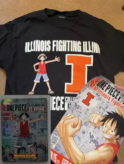ONE PIECE Monkey.D.Luffy College Basketball Card SEALED🏀 Plus T SHIRT & POSTER - Image 1