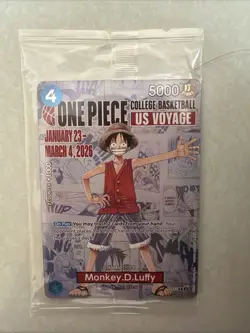 ONE PIECE Monkey.D.Luffy College Basketball Card SEALED🏀 Plus T SHIRT & POSTER - Image 2