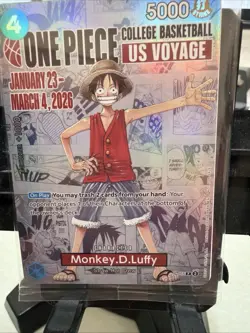 ONE PIECE Monkey.D.Luffy College Basketball Card SEALED🏀 Plus T SHIRT & POSTER - Image 4