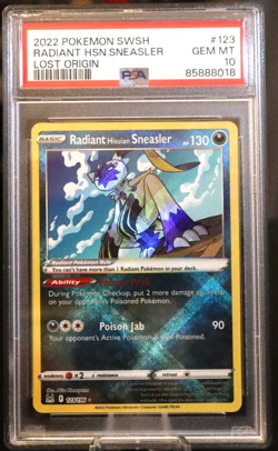 2022 Pokemon TCG Lost Origin #123 RADIANT Hisuian SNEASLER PSA Gem Mint 10 - Image 1