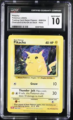 2023 POKEMON CLC-TRADING CARD GAME CLASSIC #008 PIKACHU CGC 10 - Image 1