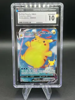 Pokemon CGC10 GEM MT Surfing Pikachu VMAX Holo 2021 009/025 Celebrations English - Image 1
